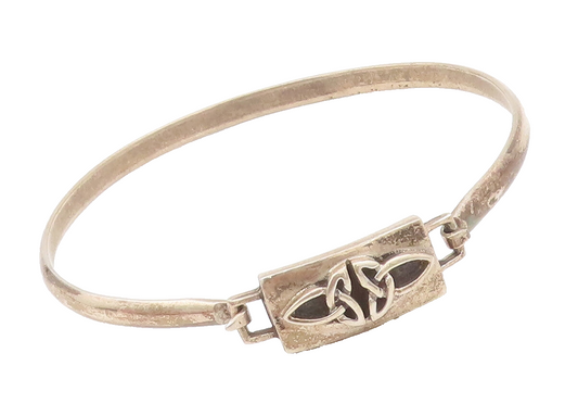 925 Sterling Silver Vintage Bracelet Minimalist Celtic Carved Bangle  BT10418