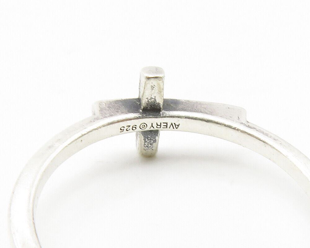 AVERY 925 Sterling Silver  Vintage Religious Cross Band Ring Sz 7.5  RG12721