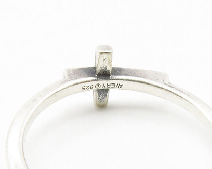 AVERY 925 Sterling Silver  Vintage Religious Cross Band Ring Sz 7.5  RG12721