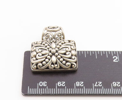 925 Sterling Silver Vintage Pendant Intricate Scrollwork Geometric Charm PT26276