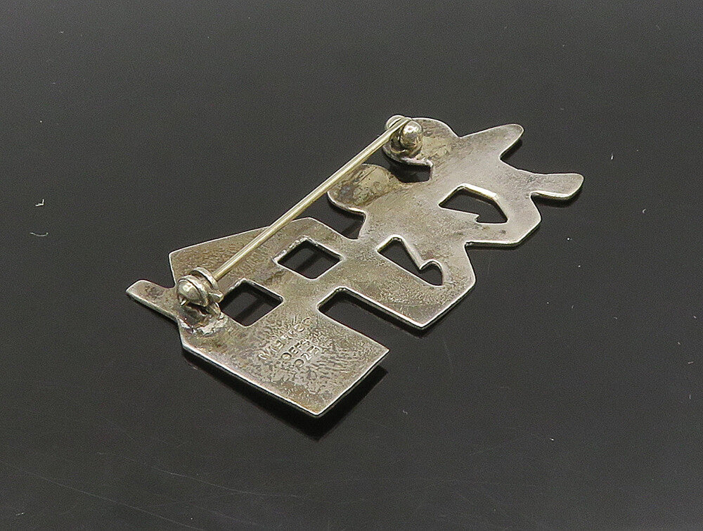 MEXICO 925 Sterling Silver  Vintage Shiny Boy & Girl House Brooch Pin  BP9249