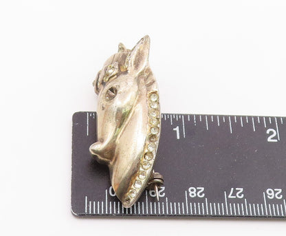 925 Sterling Silver  Vintage Carved Topaz Horse Head Brooch Pin  BP9640