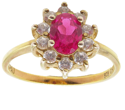 925 Sterling Silver  Vintage Pink & White Topaz Floral Band Ring Sz 10  RG9804
