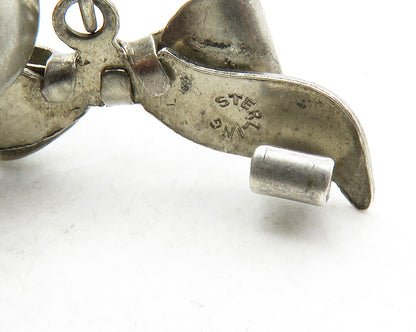 925 Sterling Silver  Vintage US Navy Heart Locket Brooch Pin (OPENS)  BP5054