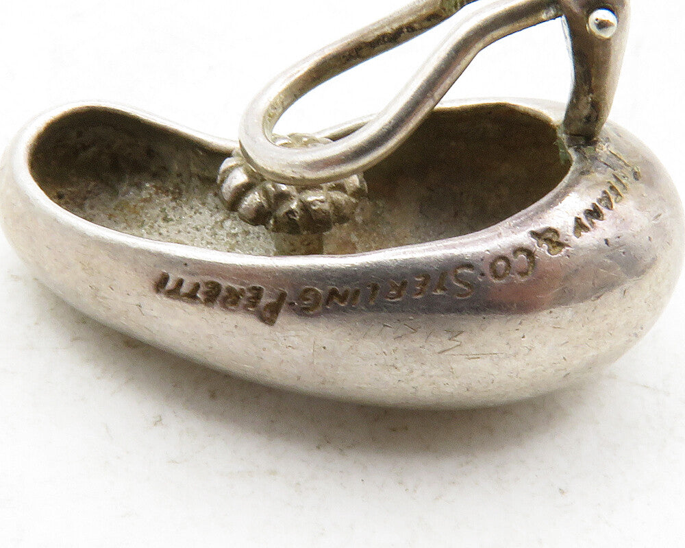 TIFFANY & CO. 925 Silver  Vintage Smooth Bean Shape Non Peirce Earrings EG6565
