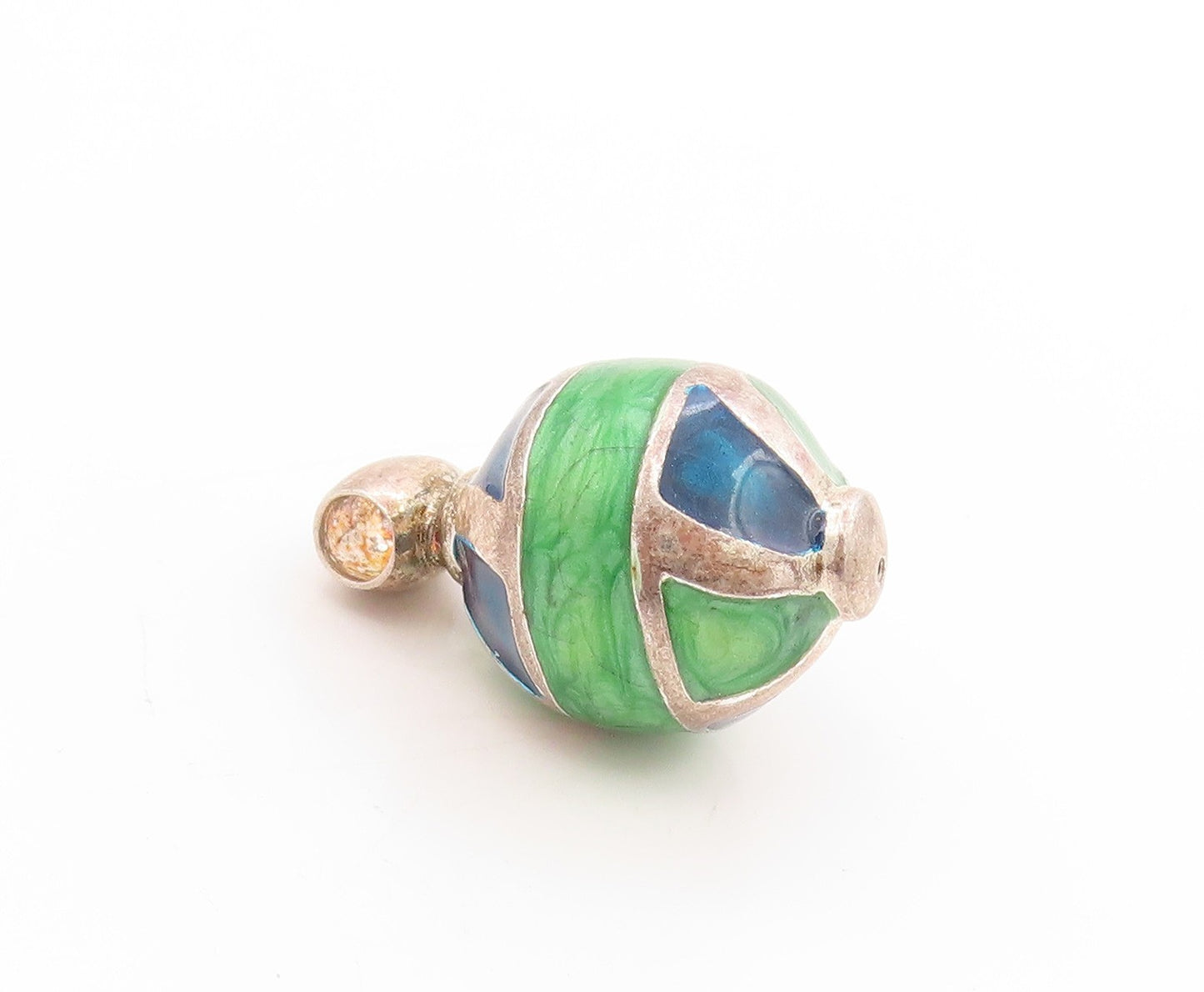 925 Sterling Silver Vintage Pendant Enameled Geometric Sphere Design  PT25120