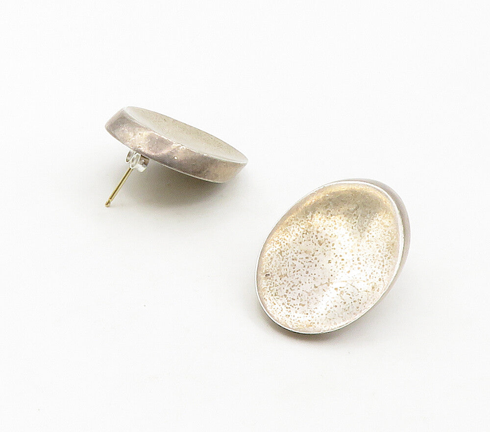 925 Sterling Silver & 14K GOLD  Vintage Hollow Oval Drop Earrings  EG8609