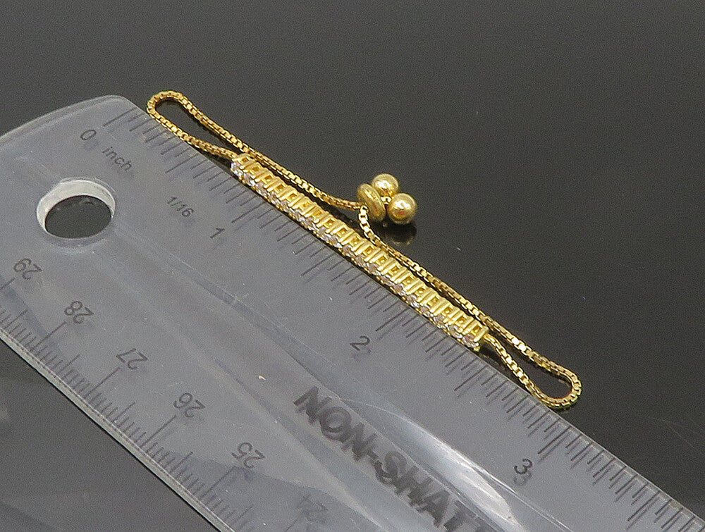 Gold Over 925 Silver  Cubic Zirconia Adjustable Child Box Chain Bracelet BT1102