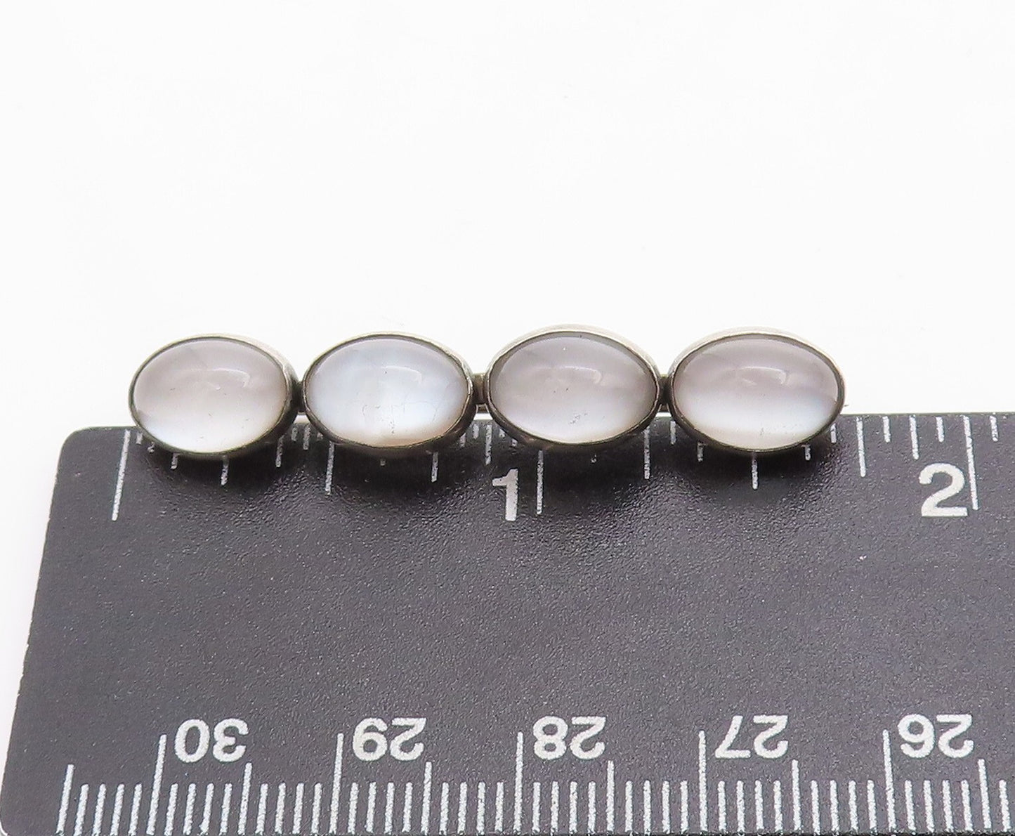 925 Sterling Silver Vintage Brooch Pin Oval Cabochon Cat's Eye Band  BP11370