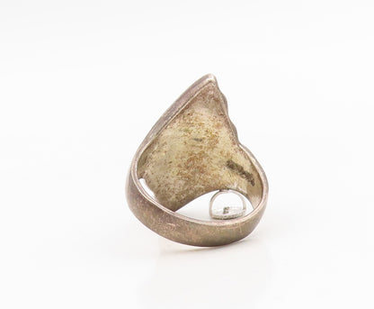 925 Sterling Silver Vintage Ring MEXICO Modernist Ribbed Band  Sz 9.5  RG35013
