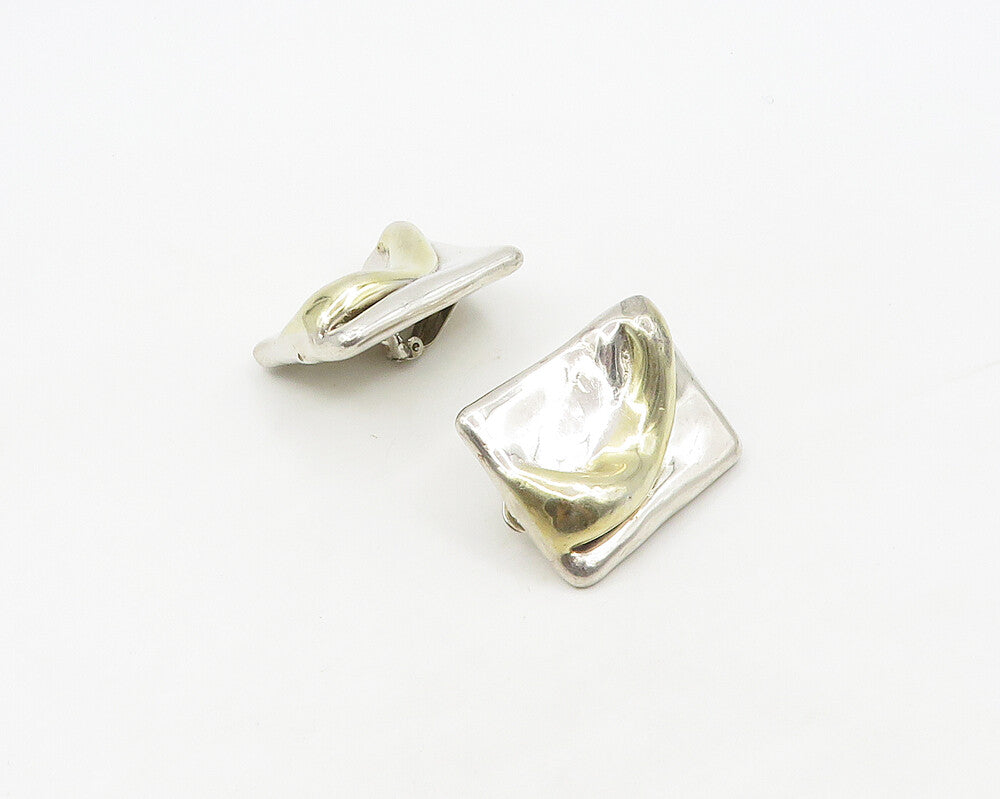 ISRAEL 925 Sterling Silver  Vintage Shiny Artistic Non Pierce Earrings  EG9121
