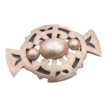 MEXICO 925 Sterling Silver  Vintage Etched Detail Cutout Brooch Pin  BP3976