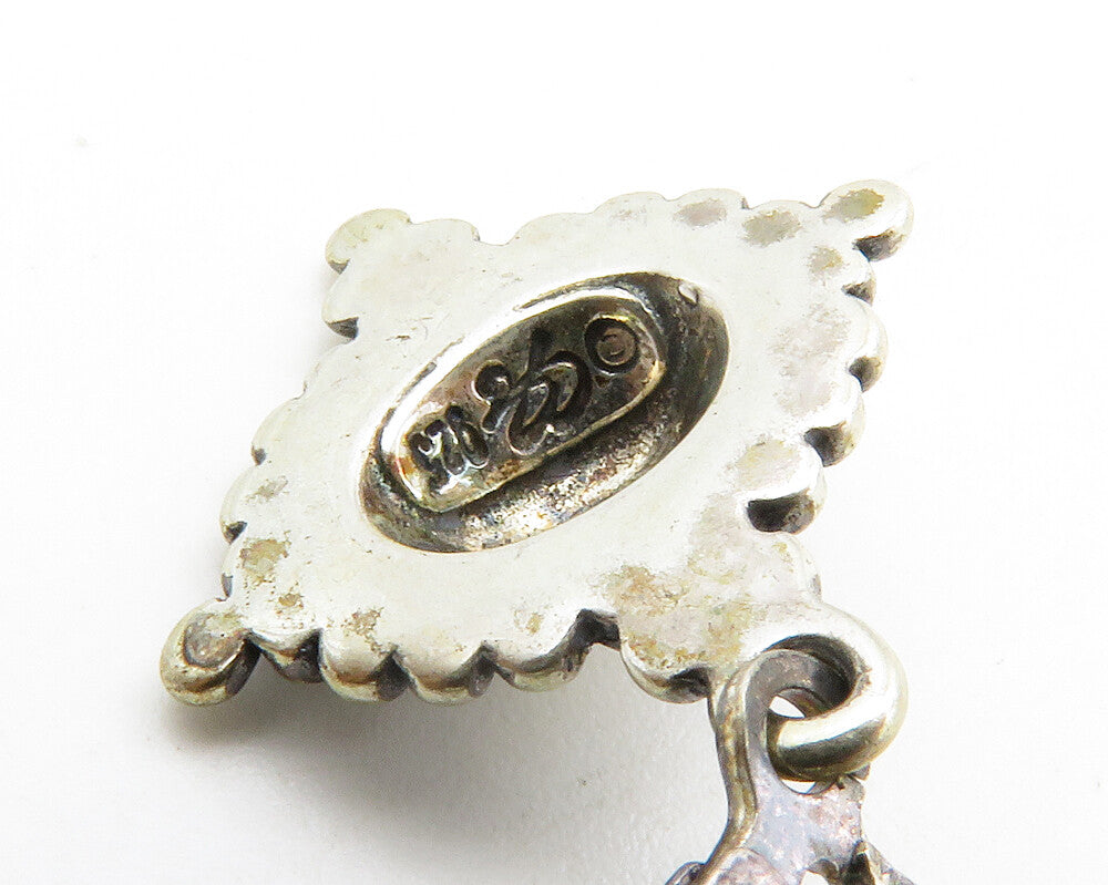 CAROLYN POLLACK 925 Silver  Vintage Petite Bubble Dome Dangle Earrings  EG6817