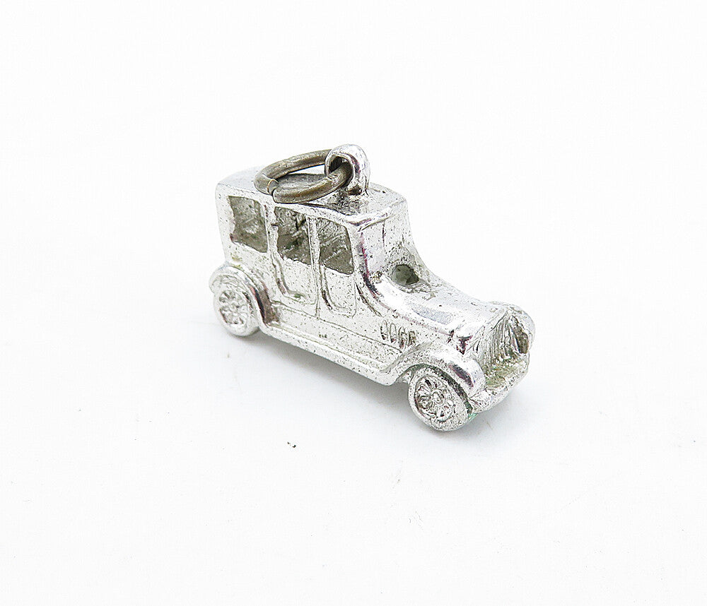 925 Sterling Silver  Vintage Petite Old Fashioned Car Motif Pendant  PT3830