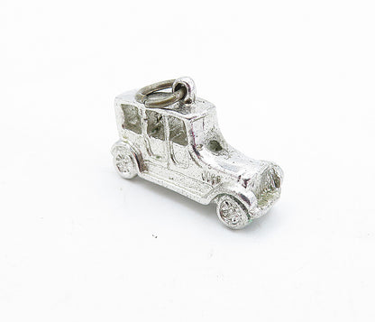 925 Sterling Silver  Vintage Petite Old Fashioned Car Motif Pendant  PT3830