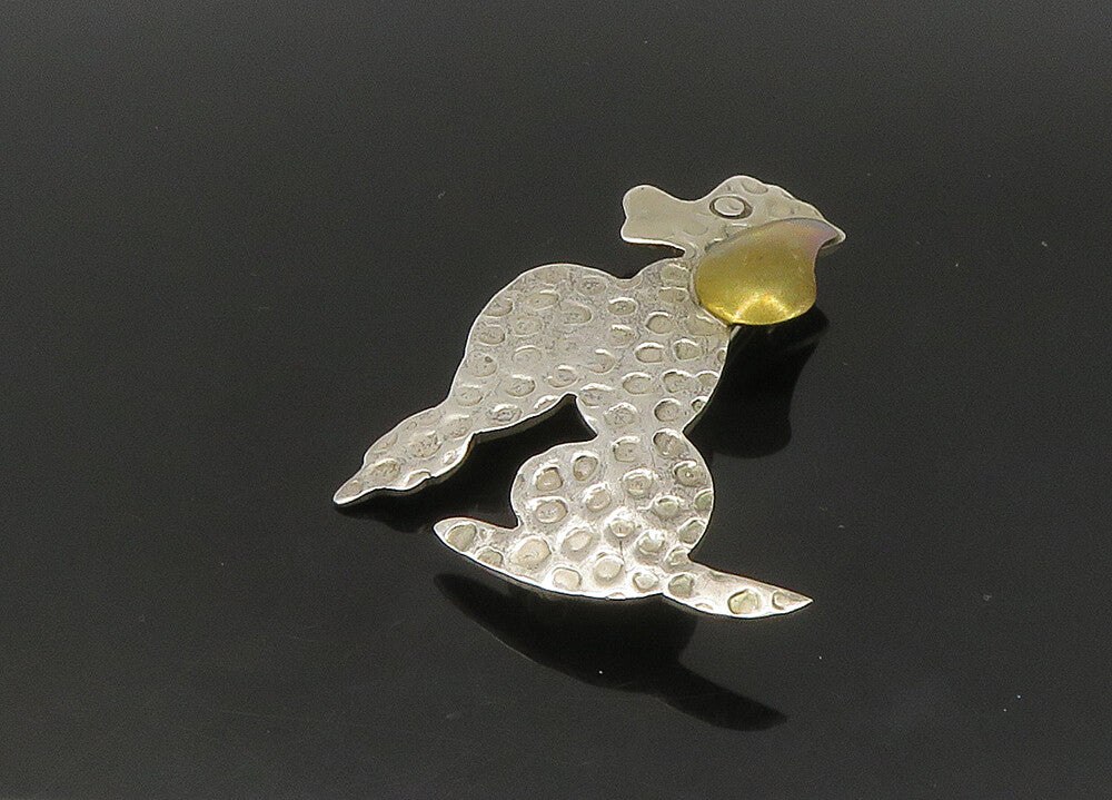 MEXICO 925 Sterling Silver  Vintage Shiny Two Tone Poodle Brooch Pin  BP8904