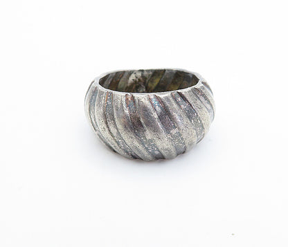 925 Sterling Silver  Vintage Dark Tone Fluted Round Band Ring Sz 6.5  RG3557