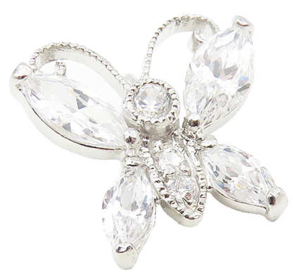 925 Sterling Silver  Sparkling Cubic Zirconia Butterfly Motif Pendant  PT9303