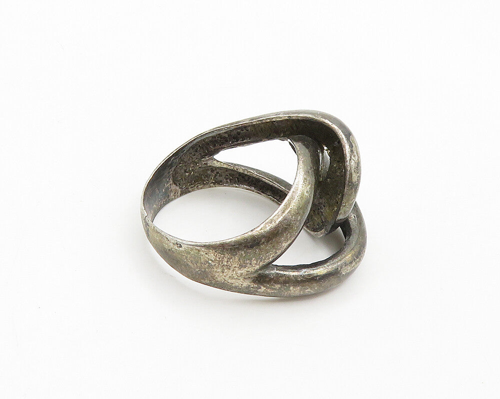 925 Sterling Silver  Vintage Dark Tone Loop Knot Band Ring Sz 8.5  RG19351