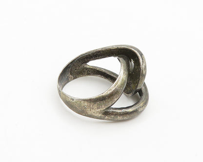 925 Sterling Silver  Vintage Dark Tone Loop Knot Band Ring Sz 8.5  RG19351