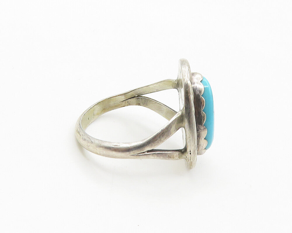 SADIE RANDOLPH NAVAJO 925 Silver  Vintage Turquoise Cocktail Ring Sz 5 RG18327