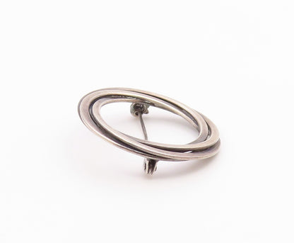 HERMANN SIERSBOL DENMARK 925 Silver  Vintage Open Circle Brooch Pin  BP6536