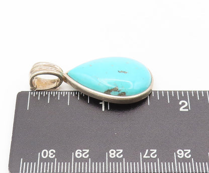 925 Sterling Silver Vintage Pendant WHITNEY KELLY Pear Shaped Turquoise  PT22405
