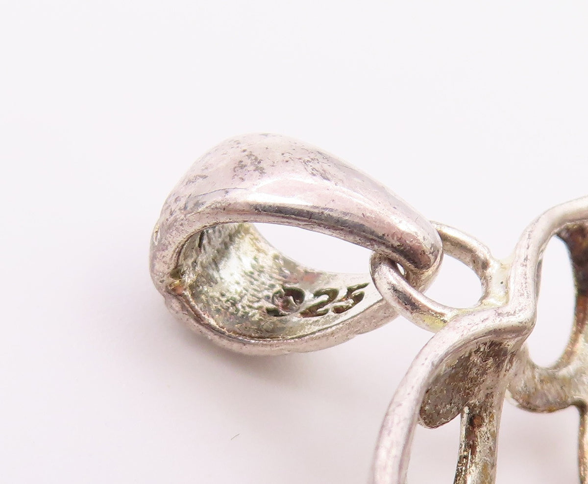 925 Sterling Silver  Vintage Swirl Cutout Love Heart Dome Pendant  PT19664