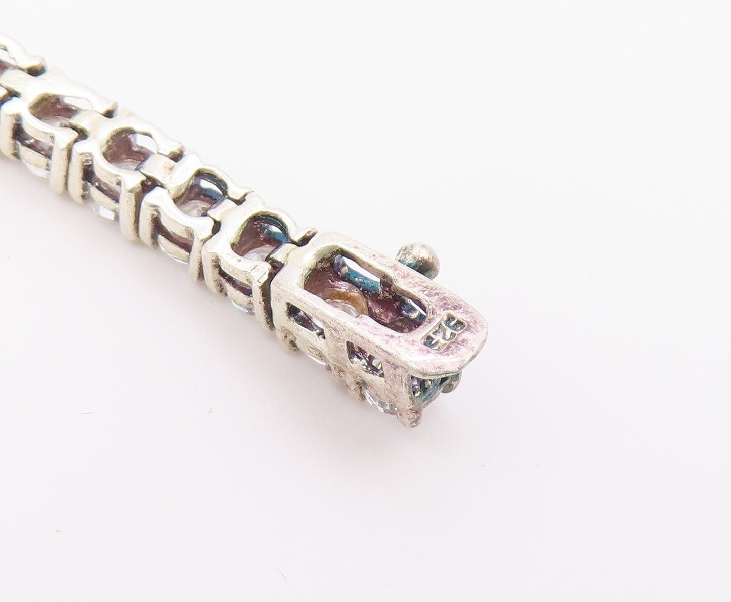 925 Sterling Silver  Prong Set Shiny Cubic Zirconia Tennis Bracelet  BT6415