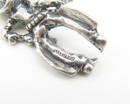 925 Sterling Silver  Vintage Petite Oxidized Cowboy Figure Drop Pendant PT8694