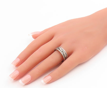 925 Sterling Silver Vintage Ring Classic Carved Ocean Waves  Sz 10.5  RG35817