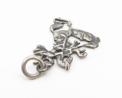 925 Sterling Silver  Vintage Oxidized Knight Riding Horse Pendant  PT8603
