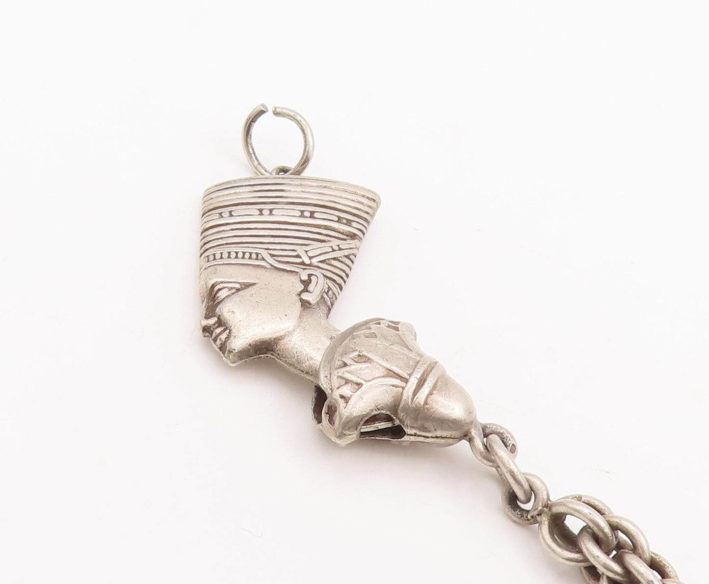 925 Sterling Silver Vintage Pendant MIDDLE EAST Egyptian Queen Nefertiti PT23466