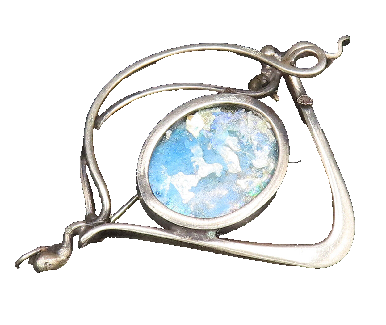 SAMI ZILKA 925 Silver  Vintage Modernist Fused Dichroic Brooch Pin  BP10079