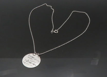 925 Sterling Silver  Vintage Shiny Enjoy Life Today Chain Necklace  NE3567