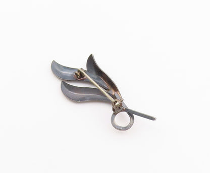 SIAM 925 Sterling Silver  Vintage Petite Dark Tone Floral Brooch Pin  BP3187