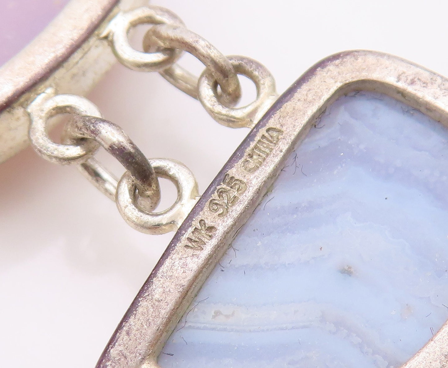 925 Sterling Silver Vintage Bracelet WHITNEY KELLY Multi Gemstone Link  BT12115