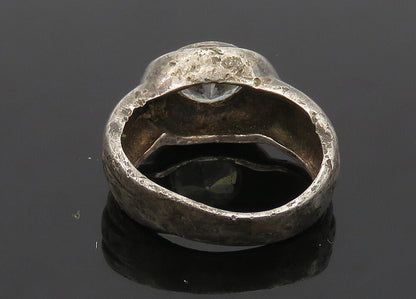 925 Sterling Silver  Vintage Cubic Zirconia Rustic Band Ring Sz 7  RG20789
