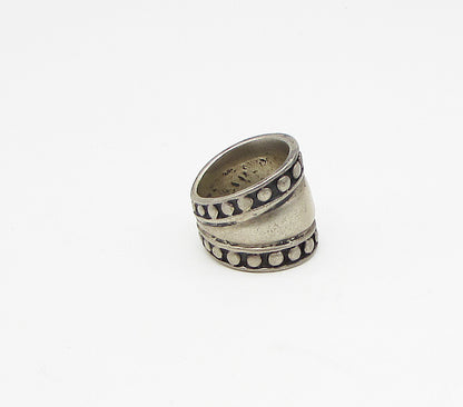 925 Sterling Silver  Vintage Pebbled Edges Thick Band Ring Sz 5.5  RG3368