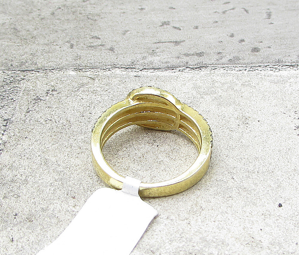 Gold Over 925 Silver  Marcasite Belt Design Cluster Band Ring Sz 9  RG1695
