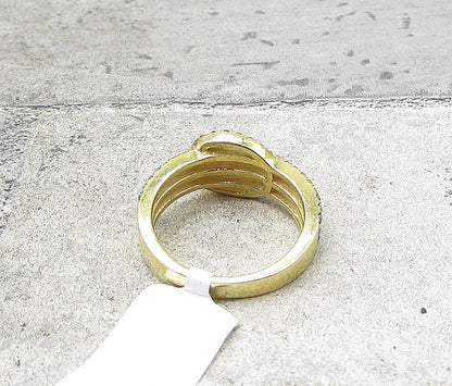 Gold Over 925 Silver  Marcasite Belt Design Cluster Band Ring Sz 9  RG1695