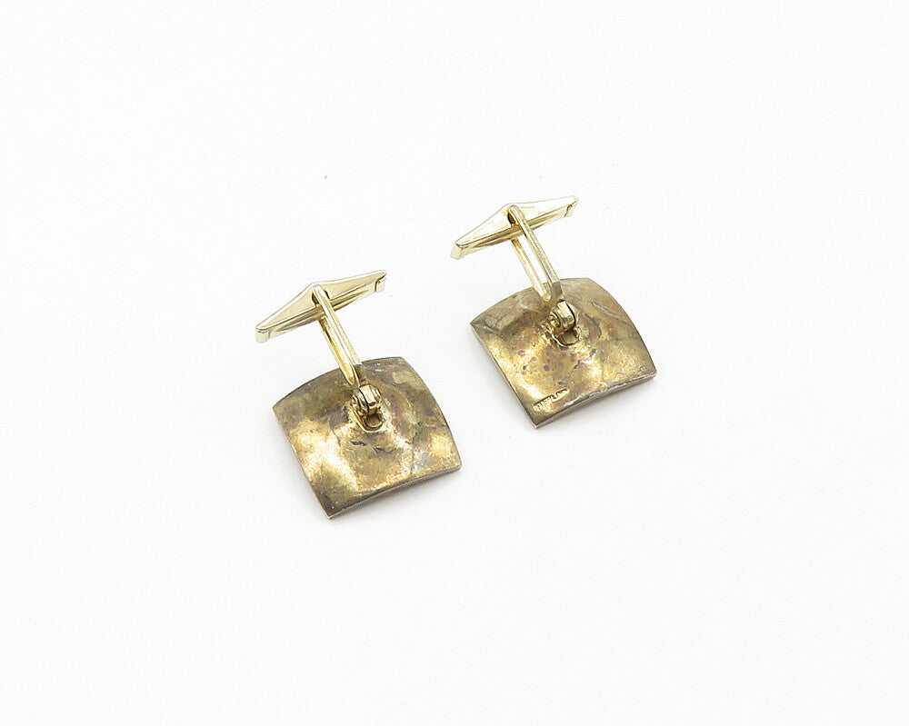 925 Sterling Silver  Vintage Shiny Chiseled Design Square Cufflinks  TR2601