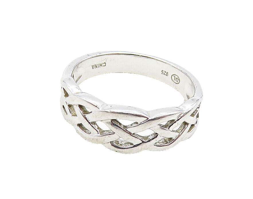 925 Sterling Silver   Shiny Open Celtic Knot Design Band Ring Sz 6  RG9201