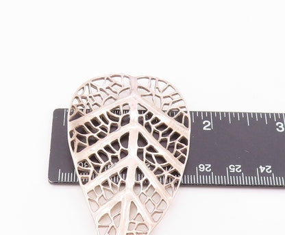 EUROPEAN 925 Sterling Silver  Vintage Shiny Floral Leaf Motif Pendant  PT17643