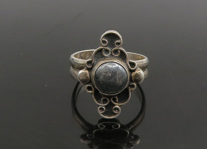 RASIM 925 Silver   Vintage Hematite Pretzel Swirl Band Ring Sz 8  RG23393