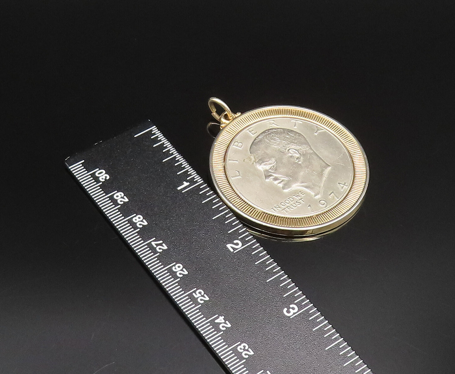 925 Silver  Vintage Linear Textured Edge U.S One Dollar Coin Pendant  PT21703