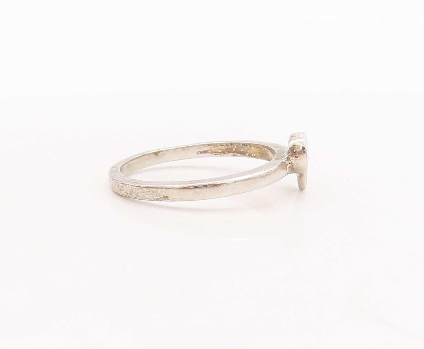 925 Sterling Silver Vintage Ring Minimalist Cutout Love Heart  Sz 7  RG29157