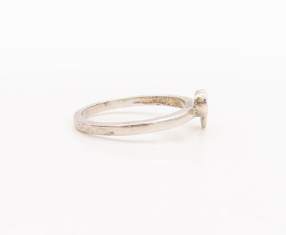 925 Sterling Silver Vintage Ring Minimalist Cutout Love Heart  Sz 7  RG29157