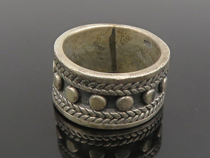 925 Sterling Silver  Vintage Etched Edge Beaded Band Ring Sz 6  RG24753