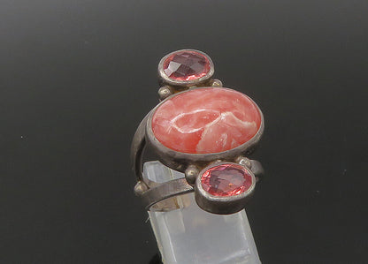 SAJEN 925 Silver Vintage Rhodochrosite & Pink Topaz Band Ring Sz 8 RG22549